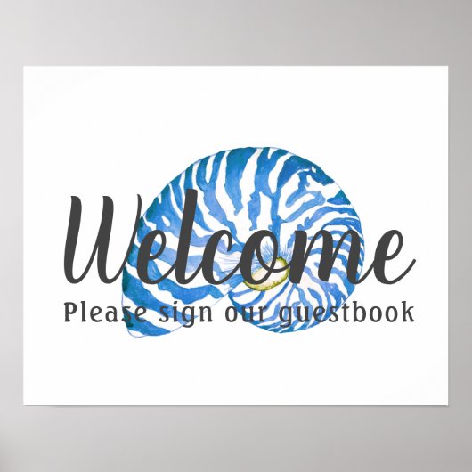 Nautilus Shell Guestbook Wedding Sign Print (Voorkant)
