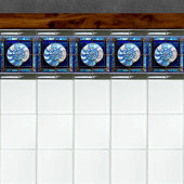 Nautilus Shell in blauw glas-in-loodraam Tegeltje