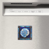 Nautilus Shell in Blue Stained-Glass Look Magneet (Insitu (Vaatwasser))