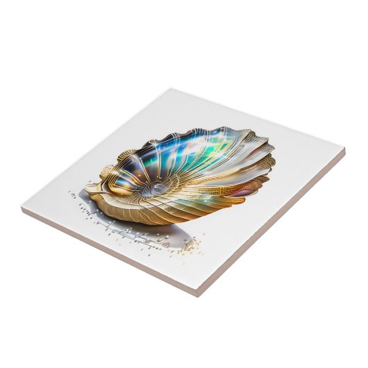 Nautilus shell iriserende moeder parel strand zee tegeltje (Zijkant)