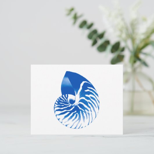 Nautilus shell - kobalt blauw en wit briefkaart (Staand voorkant)