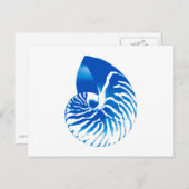Nautilus shell - kobalt blauw en wit briefkaart (Voorkant / Achterkant)