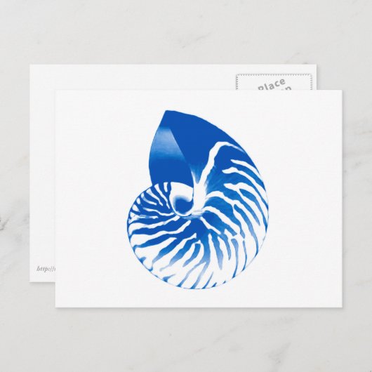 Nautilus shell - kobalt blauw en wit briefkaart (Voorkant / Achterkant)