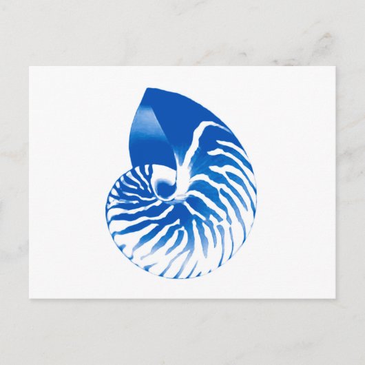 Nautilus shell - kobalt blauw en wit briefkaart (Voorkant)