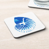 Nautilus shell - kobalt blauw en wit drankjes onderzetter (Linkerzijde)