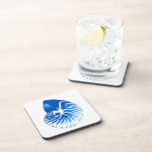 Nautilus shell - kobalt blauw en wit drankjes onderzetter (Rechterzijde)