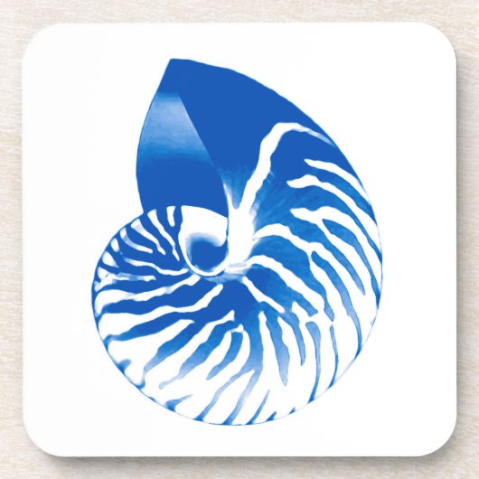 Nautilus shell - kobalt blauw en wit drankjes onderzetter (Voorkant)