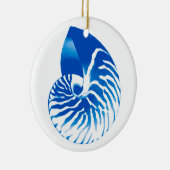 Nautilus shell - kobalt blauw en wit keramisch ornament (Rechts)