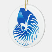 Nautilus shell - kobalt blauw en wit keramisch ornament (Links)