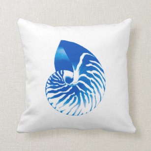 Nautilus shell - kobalt blauw en wit kussen