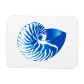 Nautilus shell - kobalt blauw en wit magneet (Horizontaal)