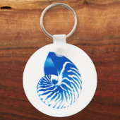 Nautilus shell - kobalt blauw en wit sleutelhanger (Voorkant)