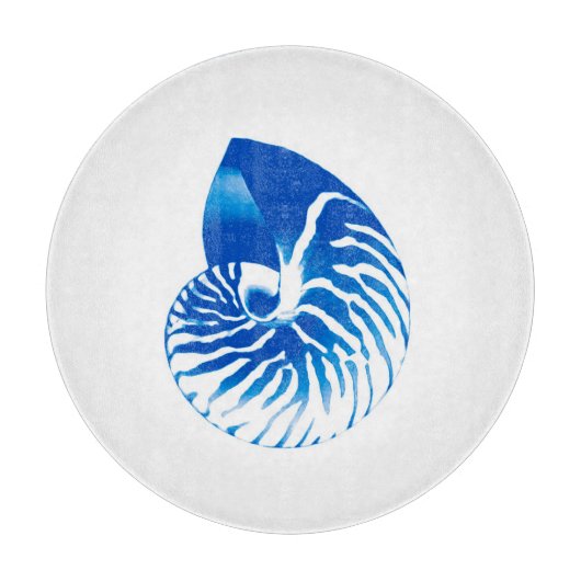 Nautilus shell - kobalt blauw en wit snijplank (Voorkant)