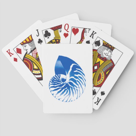 Nautilus shell - kobalt blauw en wit speelkaarten (Achterkant)