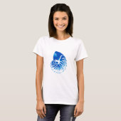 Nautilus shell - kobalt blauw en wit t-shirt (Voorkant volledig)