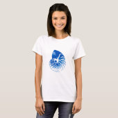 Nautilus shell - kobalt blauw en wit t-shirt (Voorkant volledig)