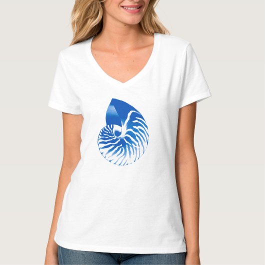 Nautilus shell - kobalt blauw en wit t-shirt (Voorkant)
