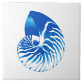 Nautilus shell - kobalt blauw en wit tegeltje (Voorkant)