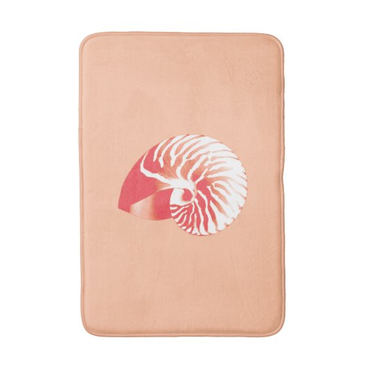 Nautilus shell - koraal oranje en wit badmat (Voorkant Verticaal)