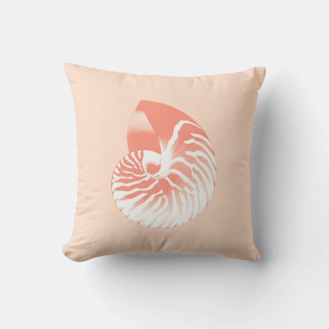 Nautilus shell - koraal oranje en wit kussen (Voorkant)