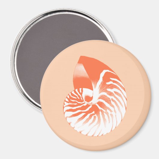 Nautilus shell - koraal oranje en wit magneet (Voorkant / Achterkant)
