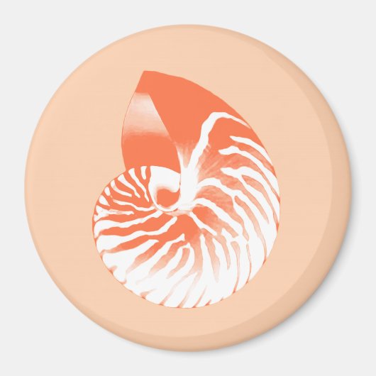 Nautilus shell - koraal oranje en wit magneet (Voorkant)