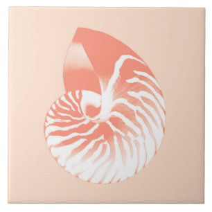 Nautilus shell - koraal oranje en wit tegeltje