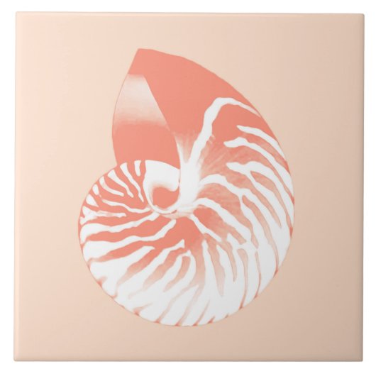 Nautilus shell - koraal oranje en wit tegeltje (Voorkant)