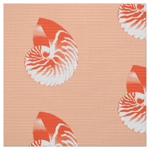 Nautilus Shell - koraal sinaasappel en wit Stof