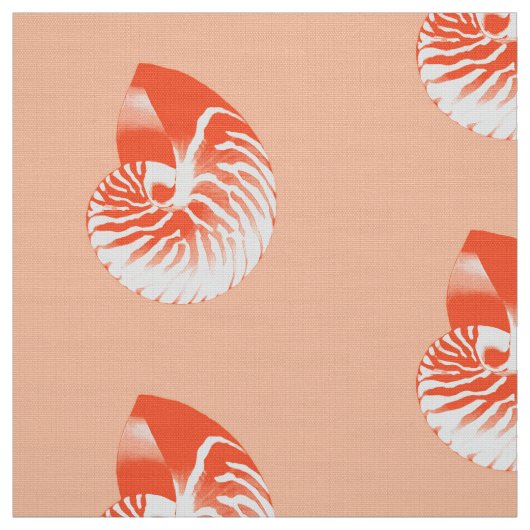 Nautilus Shell - koraal sinaasappel en wit Stof (Swatch)