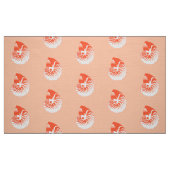 Nautilus Shell - koraal sinaasappel en wit Stof (Fat Quarter)