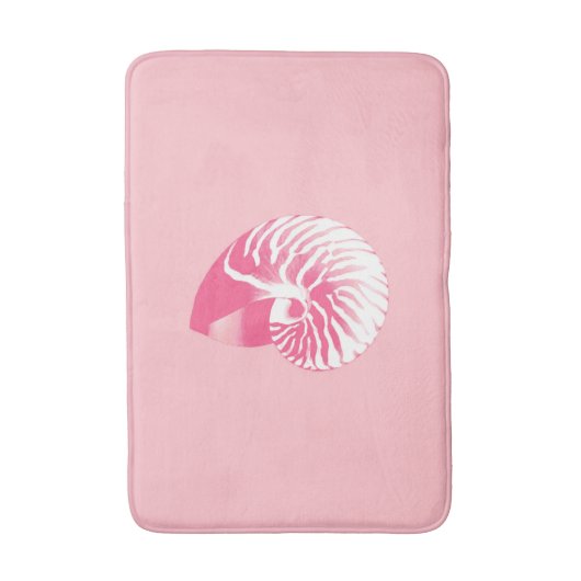 Nautilus Shell - koraalroze en wit Badmat (Voorkant Verticaal)