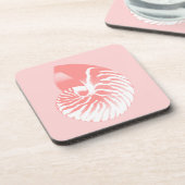 Nautilus shell - koraalroze en wit bier onderzetter (Linkerzijde)