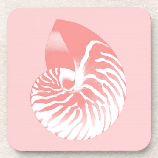 Nautilus shell - koraalroze en wit bier onderzetter (Voorkant)