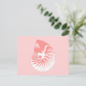 Nautilus shell - koraalroze en wit briefkaart (Staand voorkant)