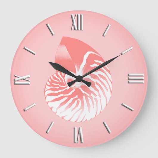 Nautilus shell - koraalroze en wit grote klok (Voorkant)