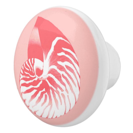 Nautilus shell - koraalroze en wit keramische knop (Rechts)
