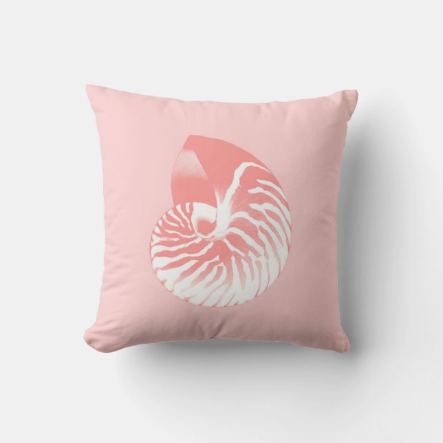 Nautilus shell - koraalroze en wit kussen (Voorkant)