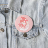 Nautilus shell - koraalroze en wit ronde button 7,6 cm (In situ)