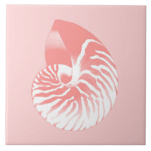 Nautilus shell - koraalroze en wit tegeltje