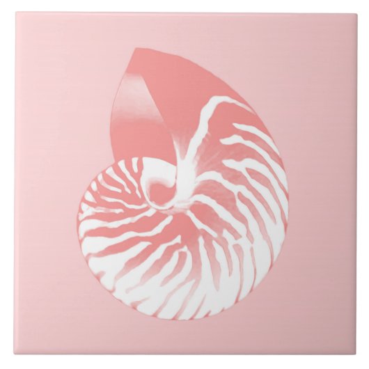 Nautilus shell - koraalroze en wit tegeltje (Voorkant)