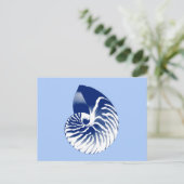 Nautilus shell - marine, wit & lichtblauw briefkaart (Staand voorkant)