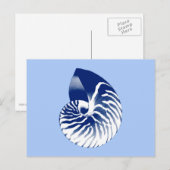 Nautilus shell - marine, wit & lichtblauw briefkaart (Voorkant / Achterkant)