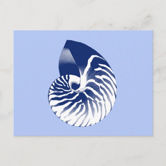Nautilus shell - marine, wit & lichtblauw briefkaart (Voorkant)