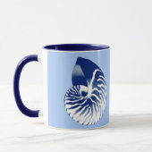 Nautilus shell - marine, wit & lichtblauw mok (Links)