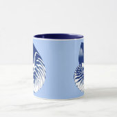 Nautilus shell - marine, wit & lichtblauw mok (Midden)