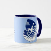 Nautilus shell - marine, wit & lichtblauw mok (Voorkant rechts)