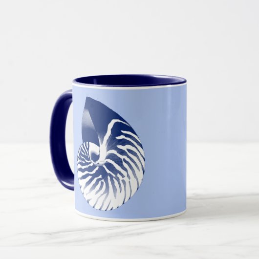 Nautilus shell - marine, wit & lichtblauw mok (Voorkant links)