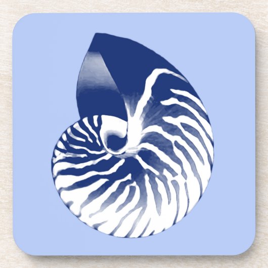 Nautilus shell - marine, wit & lichtblauw onderzetter (Voorkant)