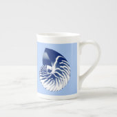 Nautilus shell - marine, wit & lichtblauw porselein kop (Rechts)